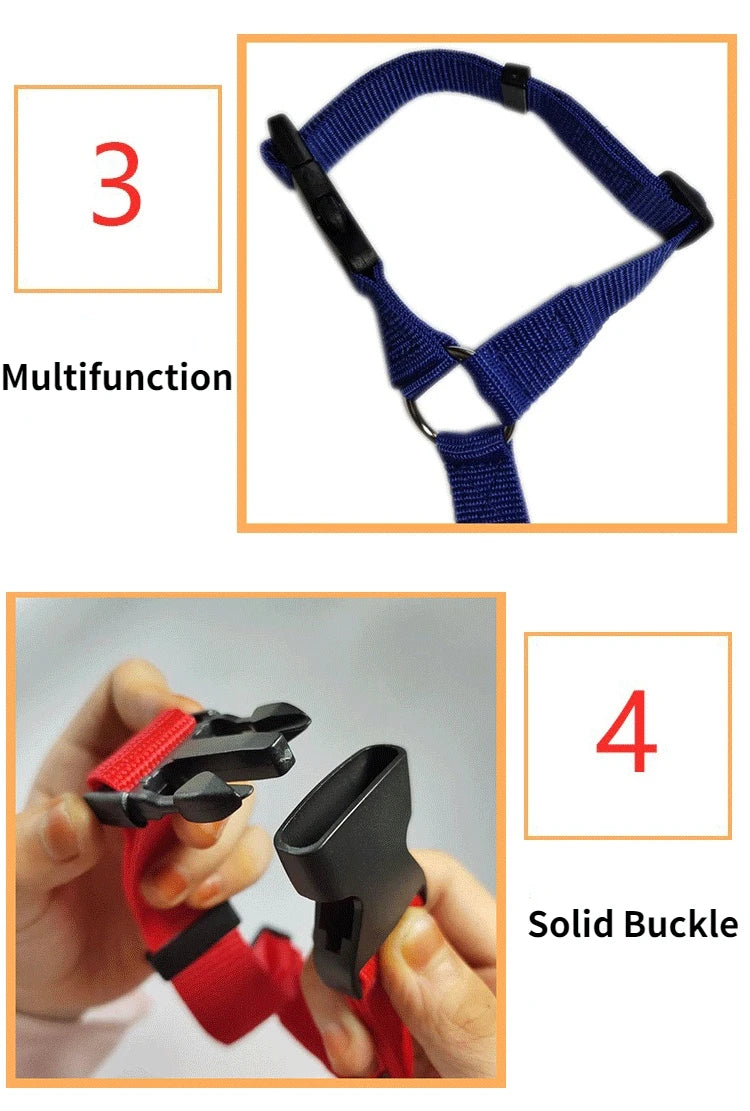 Solid Color Two-in-one Pet Car Seat Belt Nylon Lead Leash Backseat