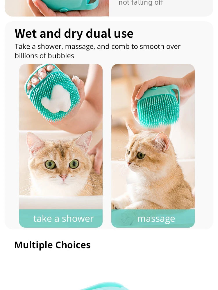 Bathroom Puppy Big Dog Cat Bath Massage Gloves Brush Soft Safety